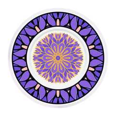 Creative round frame and floral mandala. Vector illustration