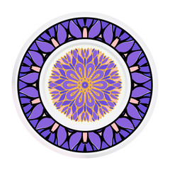 Creative round frame and floral mandala. Vector illustration