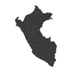 Peru map on white background vector, Peru Map Outline Shape Black on White Vector Illustration, High detailed black illustration map -Peru.