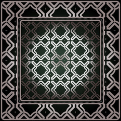 Obraz premium Geometric Ornament With Frame, Border. Art-Deco Background. Bandanna, Shawl, Scarf, Tablecloth Design