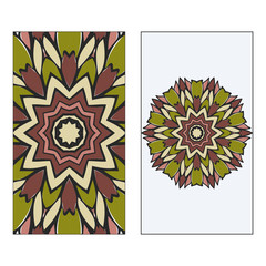 Vintage Card With Patterns Of The Mandala. Floral Ornaments. Islam, Arabic, Indian, Ottoman Motifs. Template For Flyer Or Invitation Card Design. Vector Illustration
