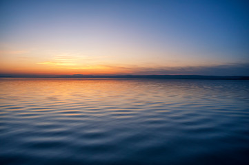 Sunset on lake neusiedl in Burgenland Austria