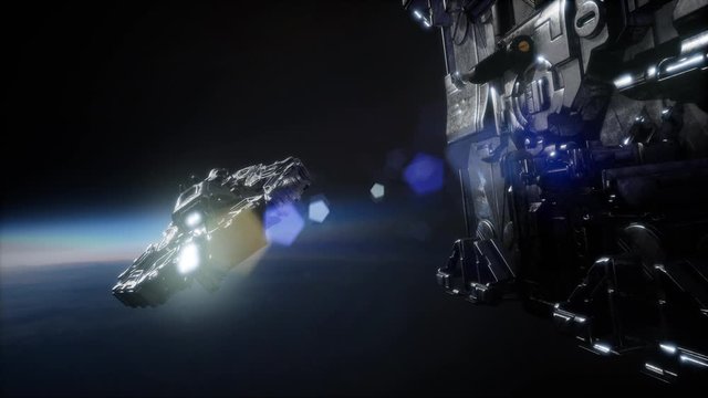 flying an animated space station. 3d rendering