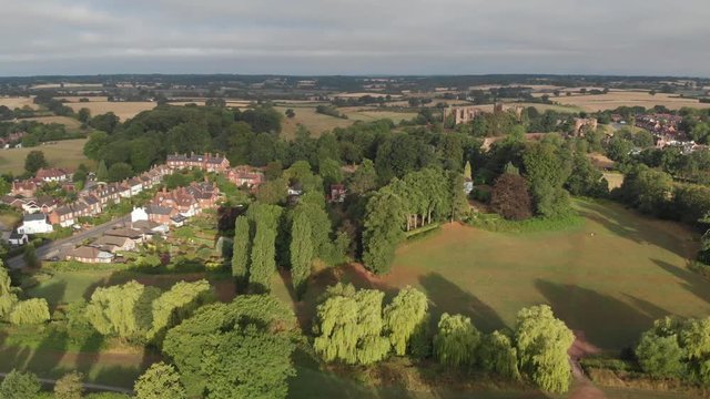 English Wooded Town Park Aerial View Abbey Fields Kenilworth Castle Summer