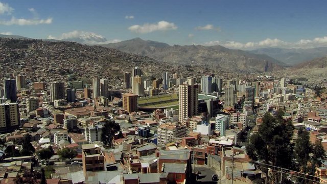 Wide View of La Paz and Hernando Siles Stadium - Altiplano Mountain Cityscape, Bolivia