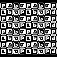 Abstract seamless alphabet patterns for paper, fashion textiles. Black and white background. Creative modern design with abstract elements.