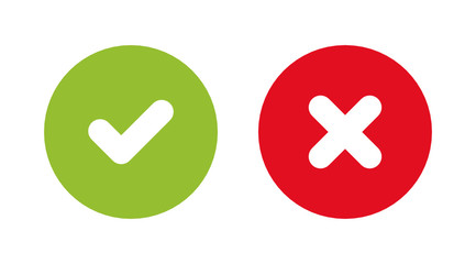 Check green mark and Red Wrong icon - obrazy, fototapety, plakaty