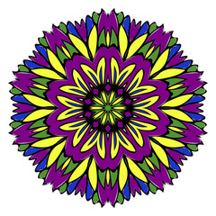 Pattern of mandala. Vector illustration. Modern Decorative floral color mandala. Decorative Cicle ornament. Floral design. Anti-stress therapy pattern.