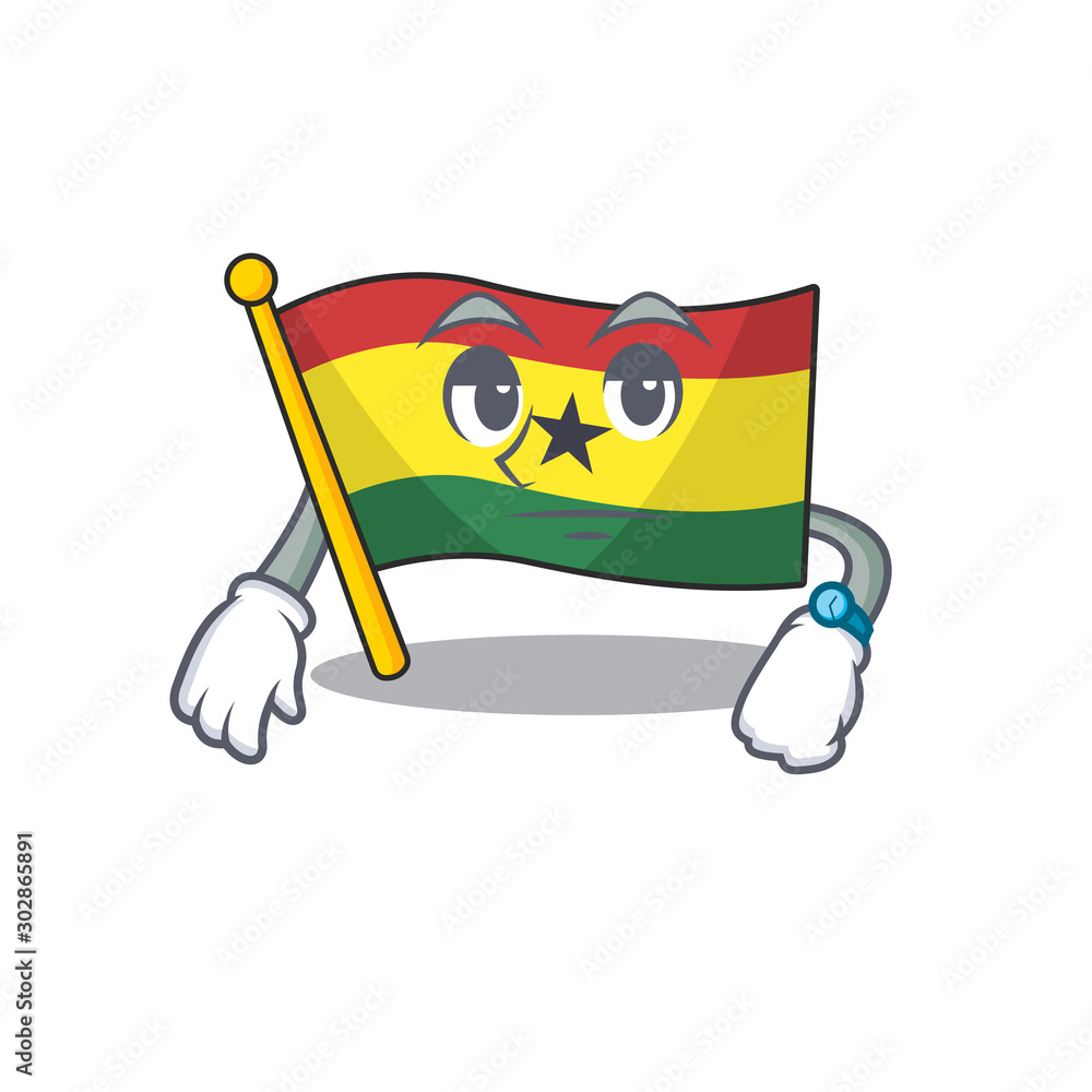 Poster Cartoon flag ghana with in isolated waiting