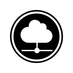 Cloud storage services concept, vector mono line icon
