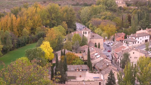 view of road town at Segovia , spain ,Autumn season image