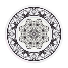 Decorative round plate with mandala from floral elements. Vector illustration. Home decor, interior design. matching decorative plates for interior design