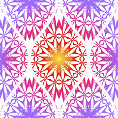 Seamless Line Geometric Floral Pattern. Abstract Geometry Flower. Vector Illustration. Interior Decoration, Wallpaper, Presentation, Fashion Design. Purple gradient color