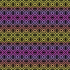 Color seamless geometric pattern with dark background. Vector illustration