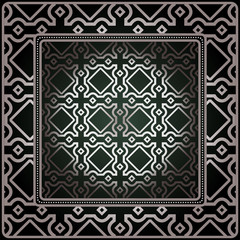 Geometric Ornament With Frame, Border. Art-Deco Background. Bandanna, Shawl, Scarf, Tablecloth Design