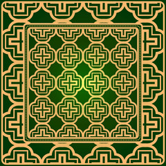 Luxury Fashion Design Print With Geometric Pattern. Vector Illustration. For Modern Interior Design, Fashion Textile Print, Wallpaper. Green gold color