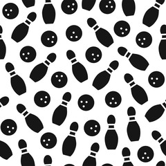 Bowling seamless black pattern. Simple vector background. - 302869487