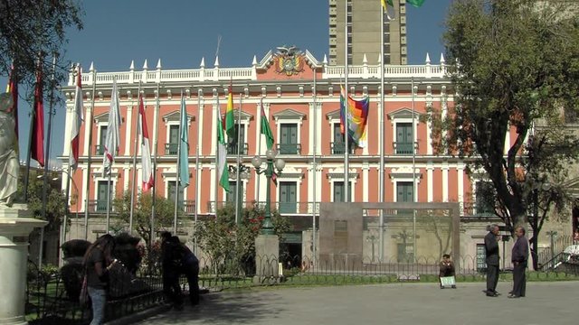 The Bolivian Palace of Government, better known as Palacio Quemado, in La Paz, Bolivia. 