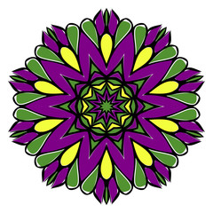 Pattern of mandala. Vector illustration. Modern Decorative floral color mandala. Decorative Cicle ornament. Floral design. Anti-stress therapy pattern.