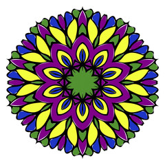 Pattern of mandala. Vector illustration. Modern Decorative floral color mandala. Decorative Cicle ornament. Floral design. Anti-stress therapy pattern.