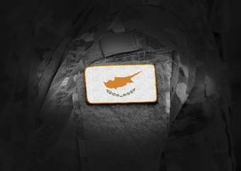 Flag of Cyprus on military uniform. Army, troops, soldiers. Collage.