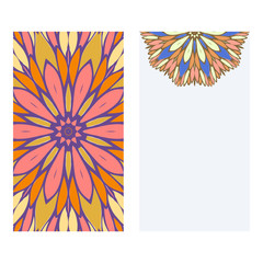 Set of two invitation card template with mandala. Vector illustration