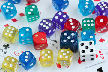 Dices and playing cards.