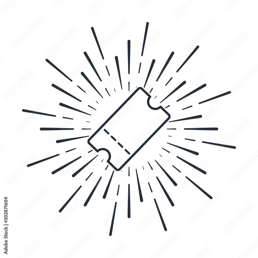Poster ticket. flat sign. vector linear icon on a white background.