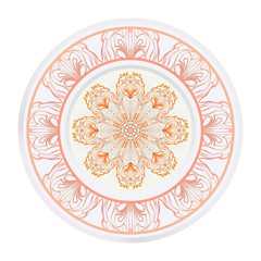 Creative round ornament with mandala. Vector illustration. For kitchen decoration