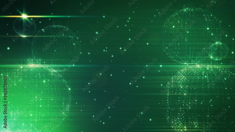 Poster beautiful 3d rendering of christmas and new year ornaments are rotating on a green background stock 