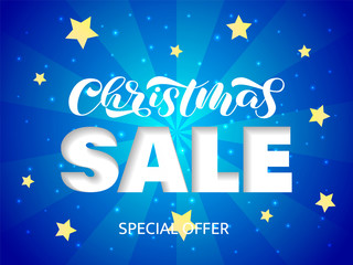 Christmas sale lettering. Quote for card. Vector illustration