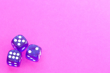 Gambling dices on a pink background.