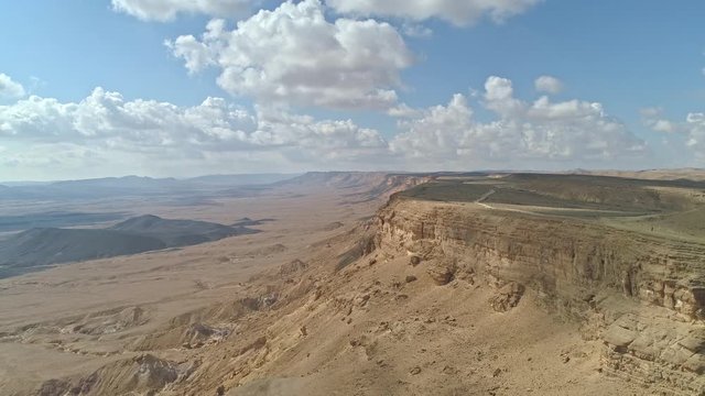 Aerial view of the Ramon crater cliffs in the Negev desert