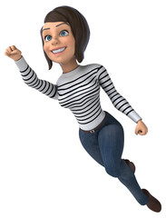 Fun 3D cartoon casual character woman