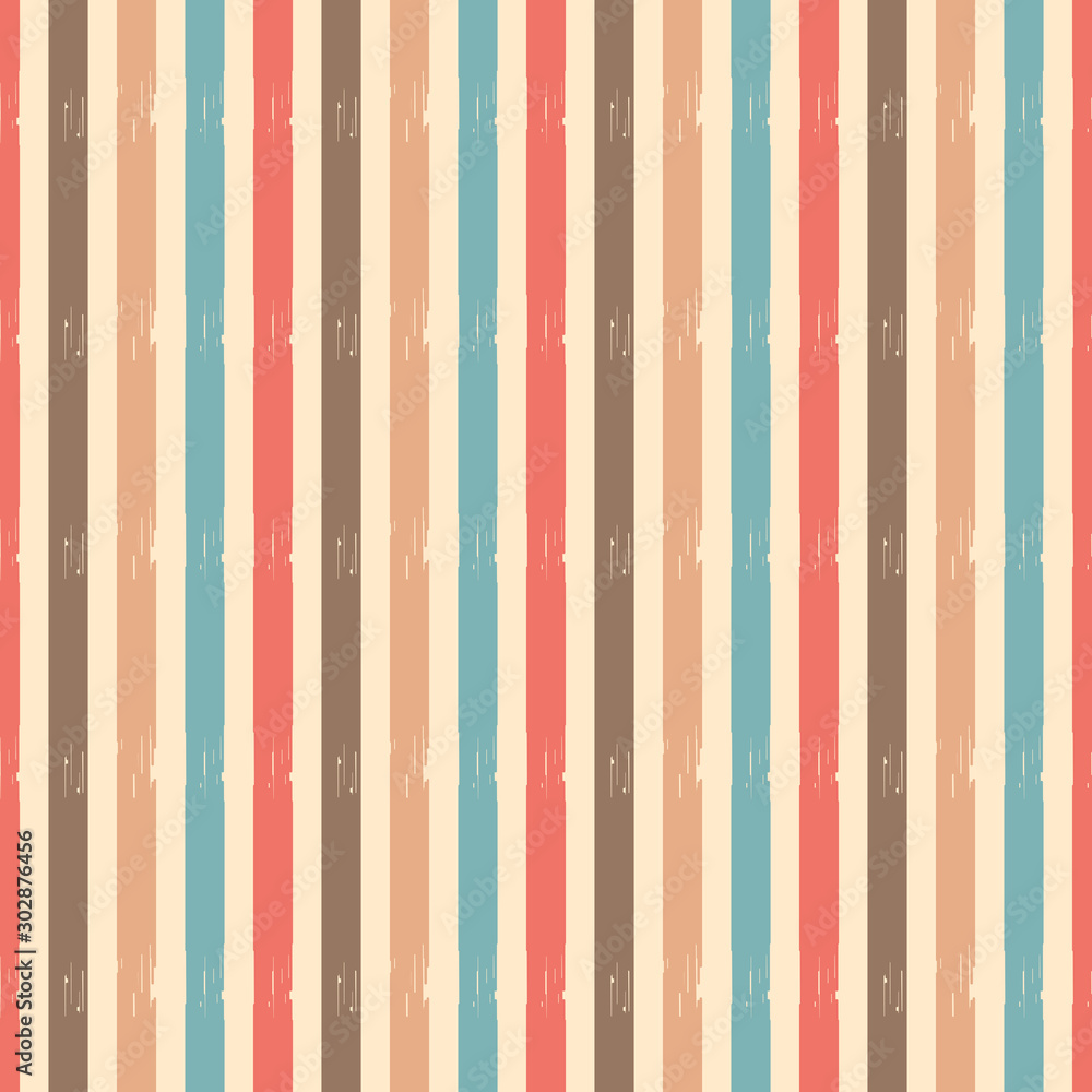 Poster Seamless abstract ikat pattern with multicolored stripes.