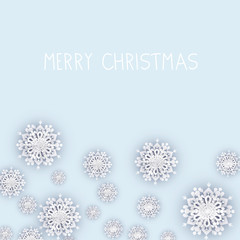 Winter Christmas Background with White Snowflakes