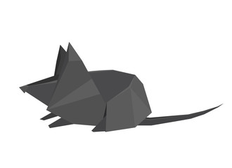Fototapeta premium Polygonal illustration of a mouse. 3d paper origami rat. New Year symbol. The object is separate from the background. Vector element for greeting cards, banners and your design.