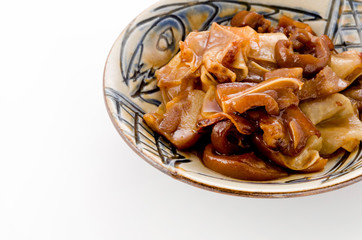 チラガー（豚の顔皮）と干した大根のおかず