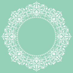 Decorative frame Elegant vector element for design in Eastern style, place for text. Floral green border. Lace illustration for invitations and greeting cards