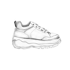 Watercolor white sneaker shoe detail illustration foot