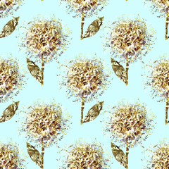 Gold flowers seamless pattern