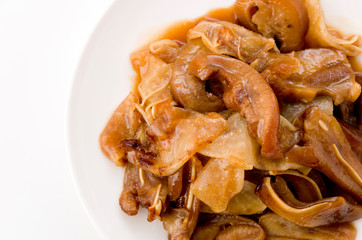 チラガー（豚の顔皮）と干した大根のおかず