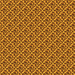 Many ovals of different sizes on a yellow background. Abstract bitmap of yellow, brown and dark brown colors.