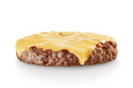Hamburger patty with melting cheese slice
