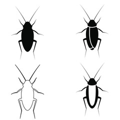 Cockroach insect vector icons set. pest illustration symbol collection.