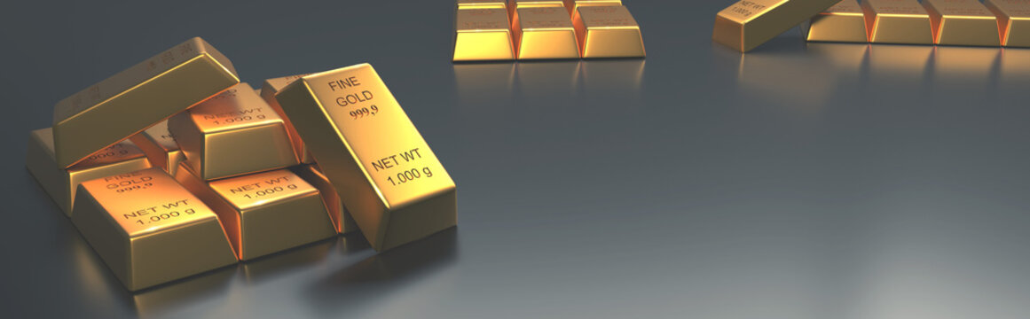 Stacked Gold Bars On A Bright Background