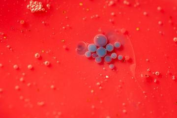 Bright Colors Bubbles Slow Motion Oil Ink. Structure of colorful chaotic motion bubbles. Bright...
