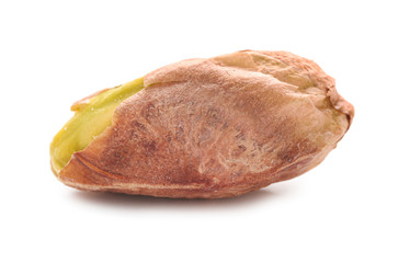 Tasty pistachio nut isolated on white