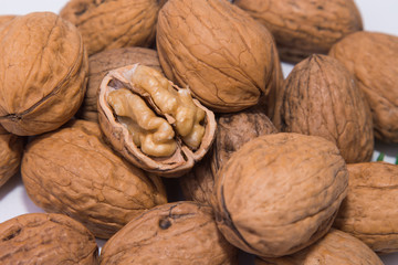 group of nuts isolated on white