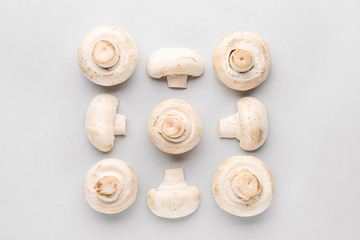 Fresh mushrooms on white background